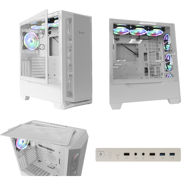 case gamer teros te 1165w mid tower blanco usb 3 0  2 0 audio panel lateral