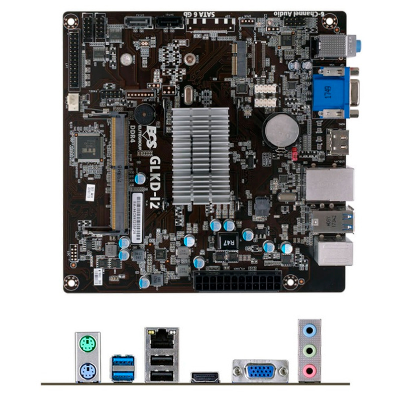motherboard ecs glkd i2 con procesador integrado celeron n4020 1 10  2 80 ghz ddr4 s