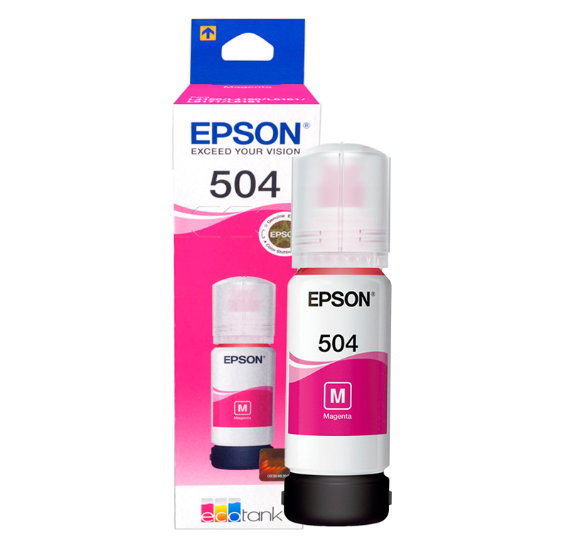 botella de tinta epson t504320 al color magenta contenido 70ml  para impresoras