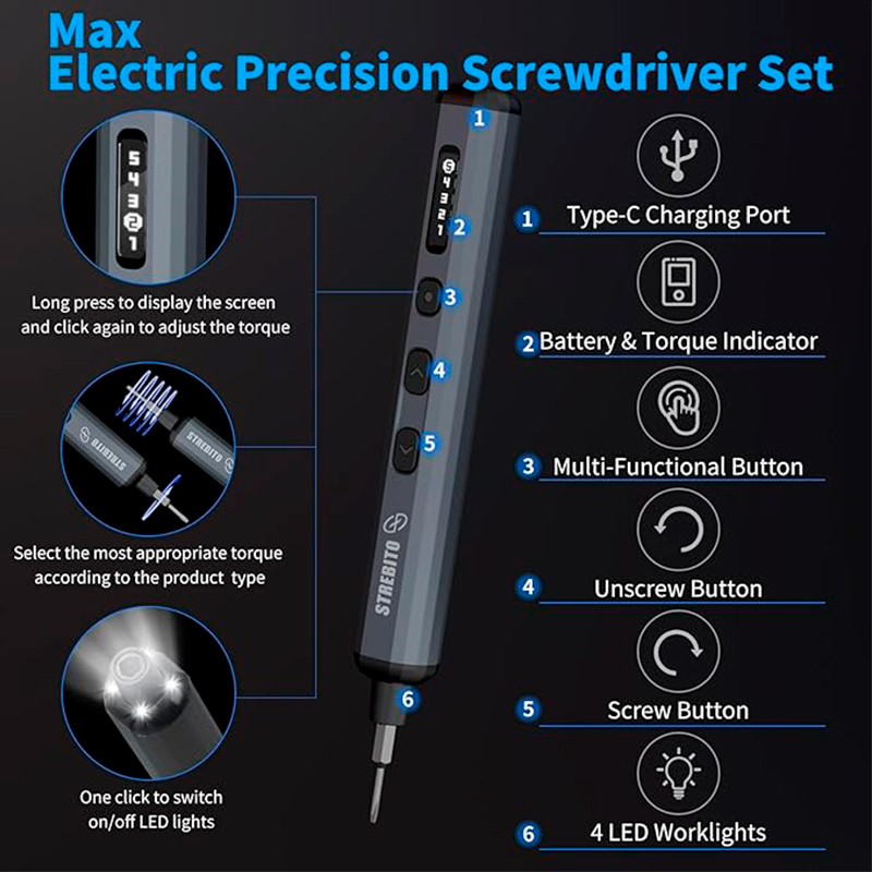 Vista 3 de strebito - PRECISION_SCREWDRIVER_SET - Accesorios varios - Mini Destornillador Eléctrico Strebito de Precisión 70 en 1