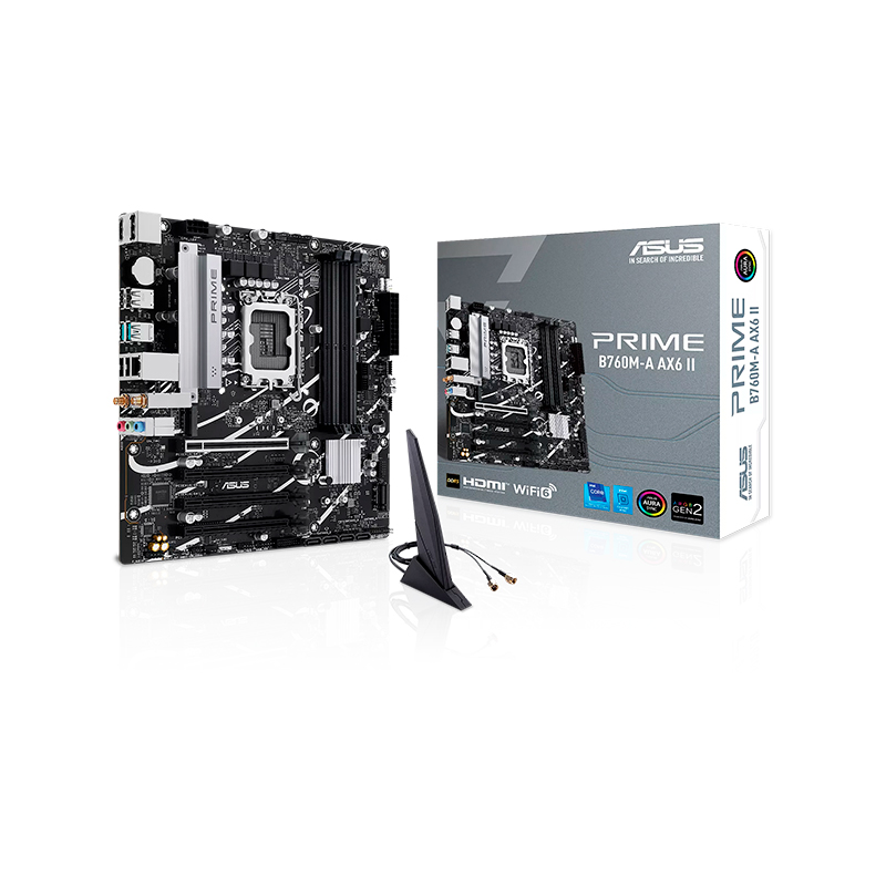Vista 6 de asus - PRIME B760M-A AX6 II - Placas madre - Placa madre ASUS Prime B760M-A AX6 II, Intel B760, LGA1700, DDR5, WiFi 6, mATX