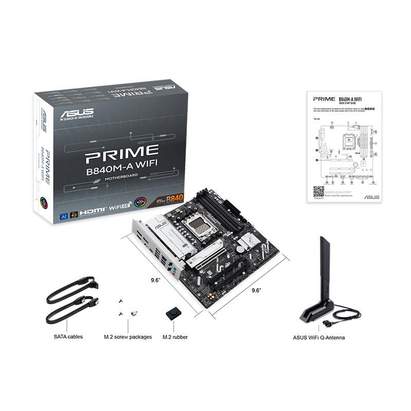 Vista 8 de asus - PRIME B840M-A WIFI - Placas madre - Motherboard ASUS Prime B840M-A WiFi, AMD B840, AM5, DDR5, mATX