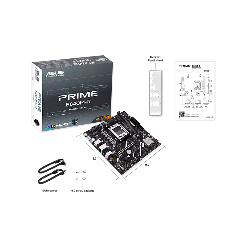 Vista 8 de asus - PRIME B840M-R - Placas madre - Placa madre ASUS Prime B840M-R, AMD B840, AM5, DDR5, 2 DIMM, mATX