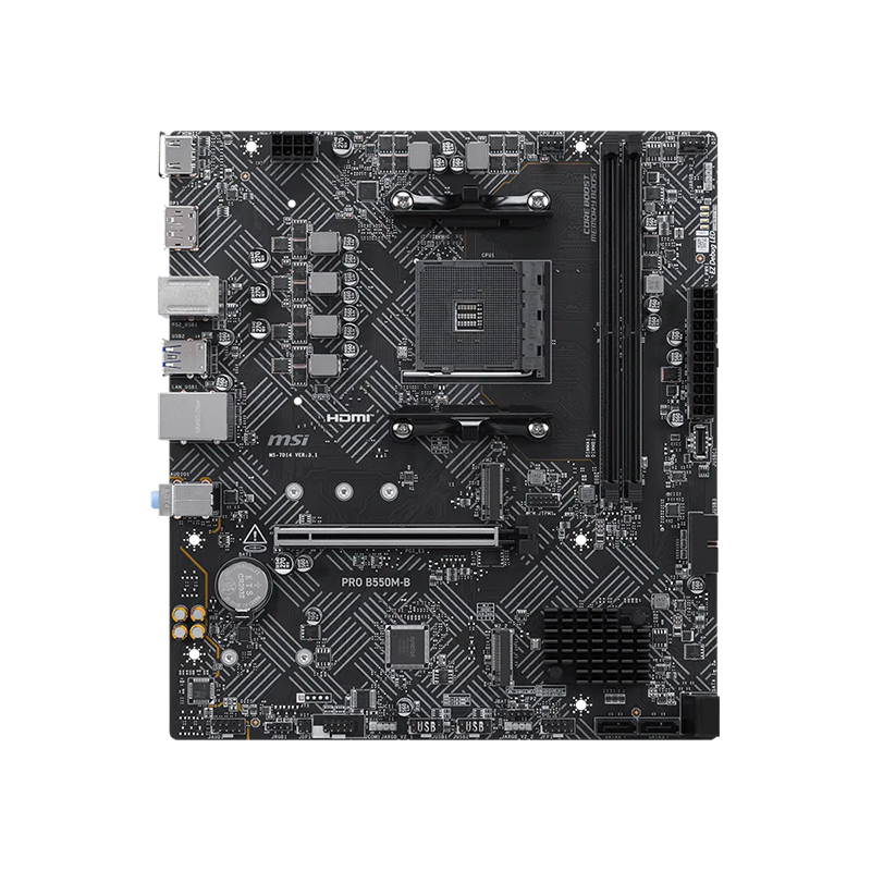 Vista 2 de msi - PRO B550M-B - Placas madre - Motherboard MSI PRO B550M-B, Chipset AMD B550, Socket AM4, DDR4, Micro-ATX