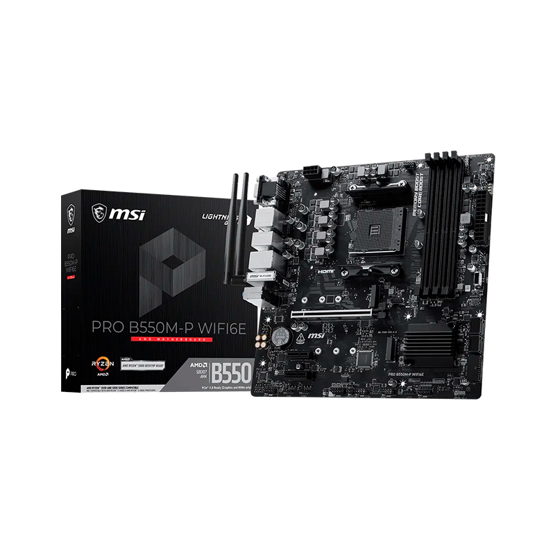 msi - PRO B550M-P WIFI6E - Placas madre - Motherboard MSI PRO B550M-P WIFI6E, Chipset AMD B550, Socket AM4, DDR4, Micro-ATX
