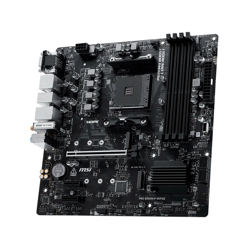 Vista 4 de msi - PRO B550M-P WIFI6E - Placas madre - Motherboard MSI PRO B550M-P WIFI6E, Chipset AMD B550, Socket AM4, DDR4, Micro-ATX