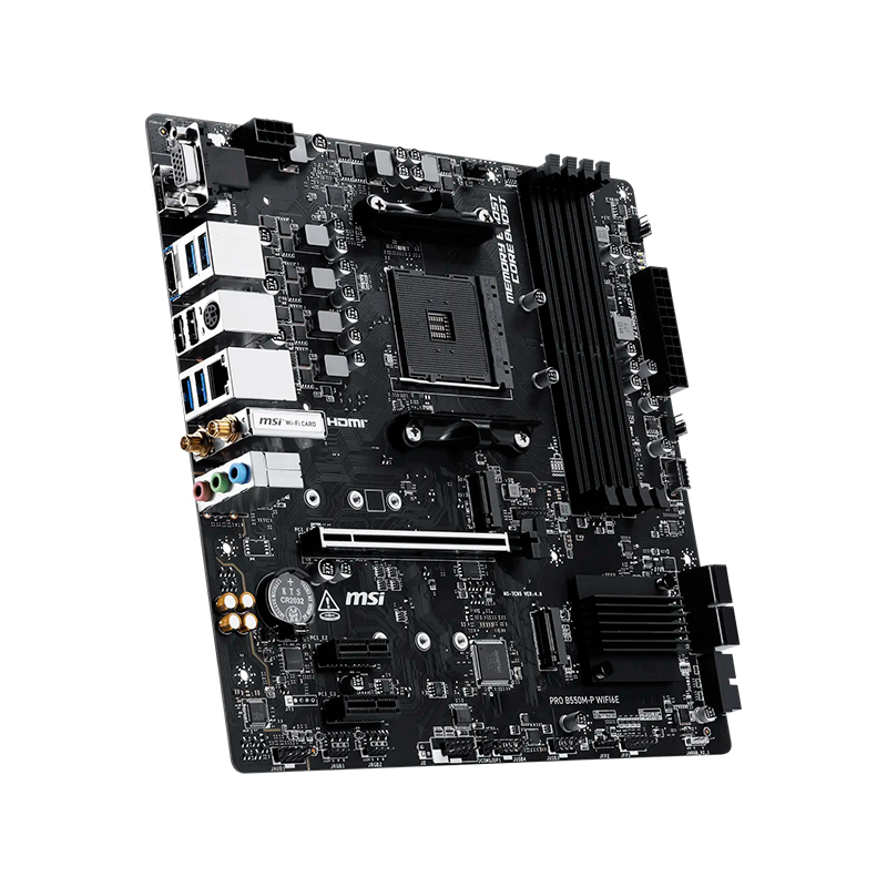 Vista 2 de msi - PRO B550M-P WIFI6E - Placas madre - Motherboard MSI PRO B550M-P WIFI6E, Chipset AMD B550, Socket AM4, DDR4, Micro-ATX