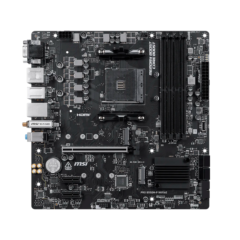 Vista 3 de msi - PRO B550M-P WIFI6E - Placas madre - Motherboard MSI PRO B550M-P WIFI6E, Chipset AMD B550, Socket AM4, DDR4, Micro-ATX