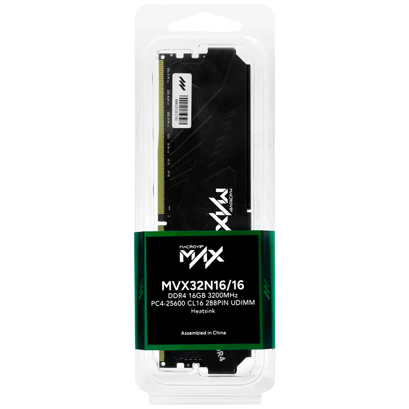 Vista 3 de macrovip - MVX32N16/16 - Memoria RAM - Memoria UDIMM MACROVIP Max, MVX32N16/16, 16GB DDR4-3200MHz PC4-25600, CL16, 288-Pin
