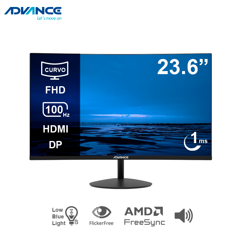 advance computer corp - ADV-2452S - Monitores - Monitor Curvo Advance ADV-2452S 23.6" FHD 100Hz 1ms