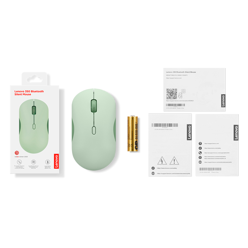 Mouse Lenovo 350 silencioso, Interfaz Bluetooth, Color Verde Musgo, sin batería - Image 5
