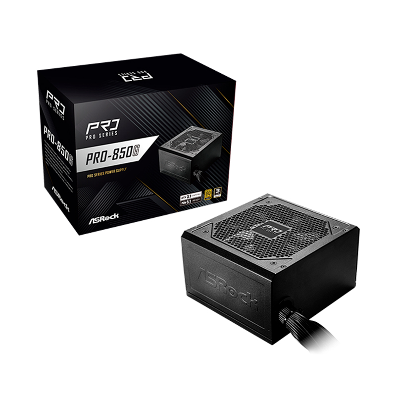 Fuente de alimentación Asrock, PRO-850G, 850 W, ATX, 80 Plus Gold.
