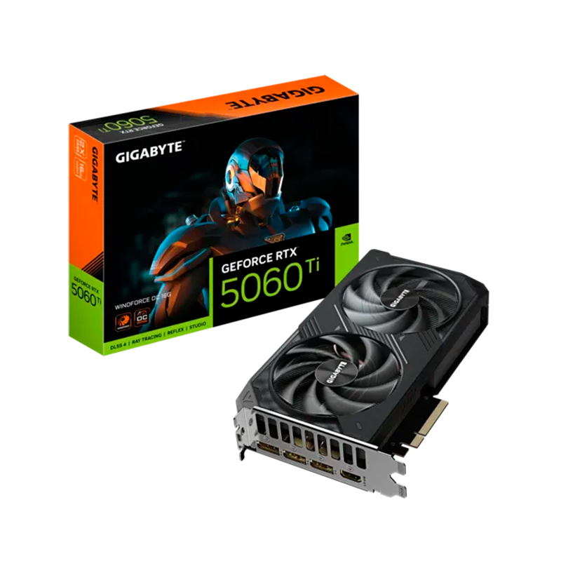 Tarjeta de video GIGABYTE GeForce RTX 5060 Ti WINDFORCE OC 16G, 16 GB GDDR7, PCI-E 5.0