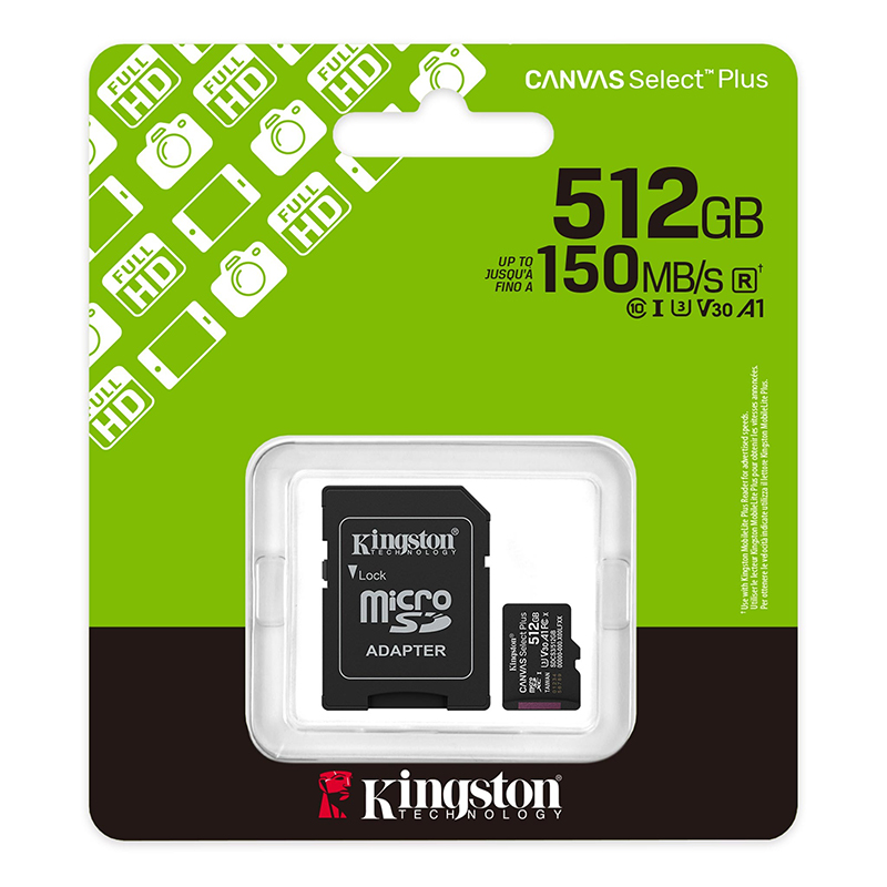 Tarjeta de Memoria Kingston 512GB MicroSD Canvas Select Plus -150MB/seg - UHS-I Clase 10 - Image 2