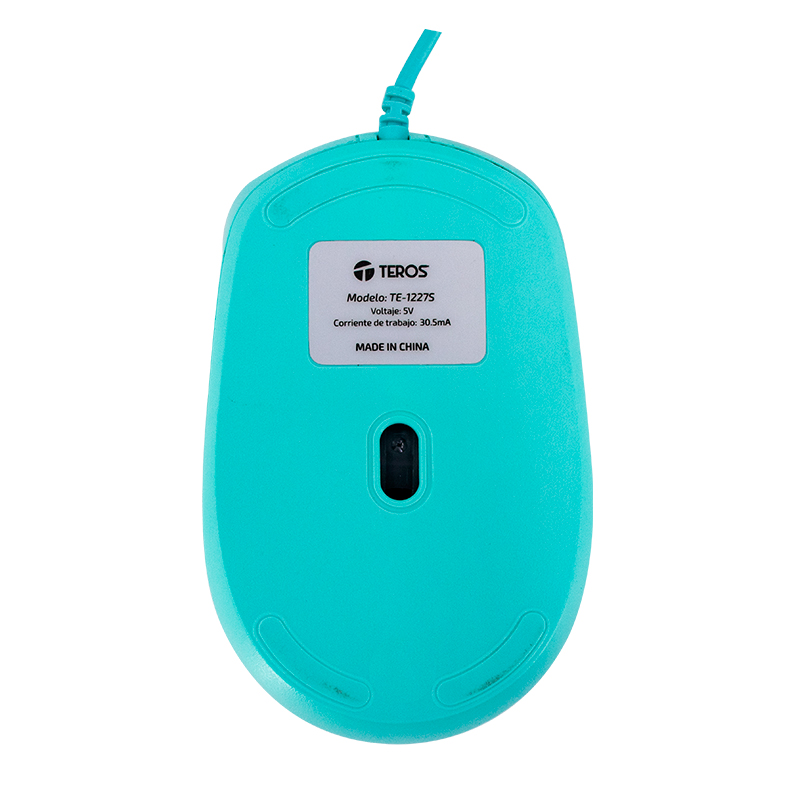 Vista 4 de teros - TE-1227S - Teclados y mouse - Mouse Óptico Teros TE-1227S USB Verde con DPI Ajustable (1600 DPI)