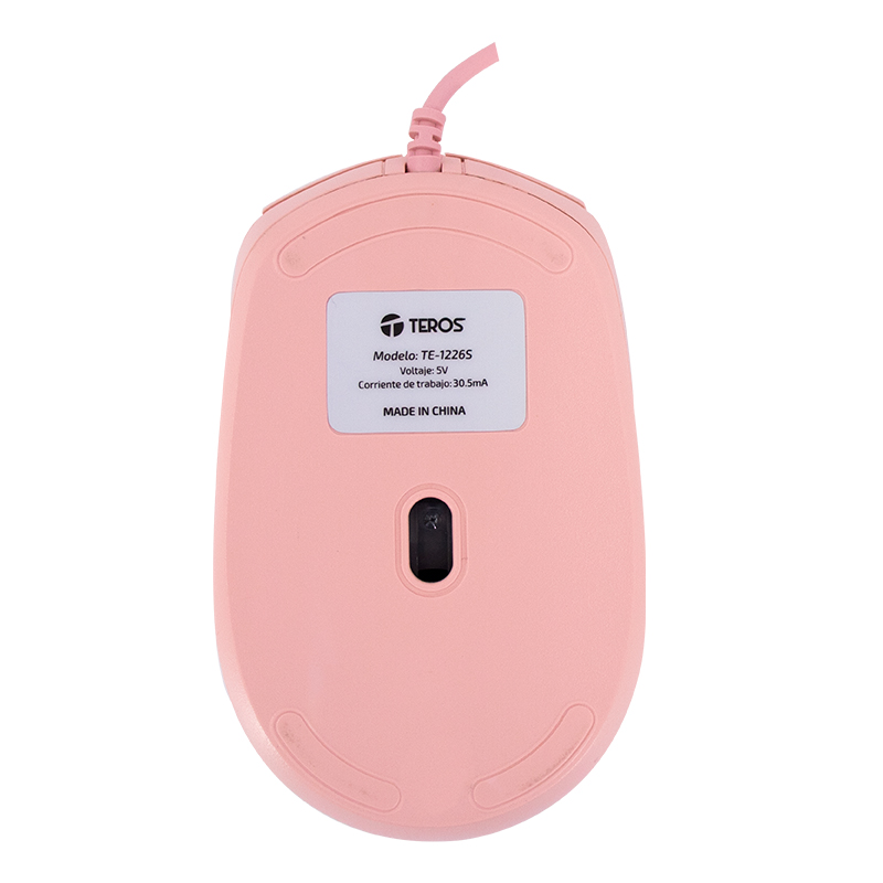 Vista 4 de teros - TE-1226S - Teclados y mouse - Mouse Óptico Teros TE-1226S USB Rosado con DPI Ajustable (1600 DPI)