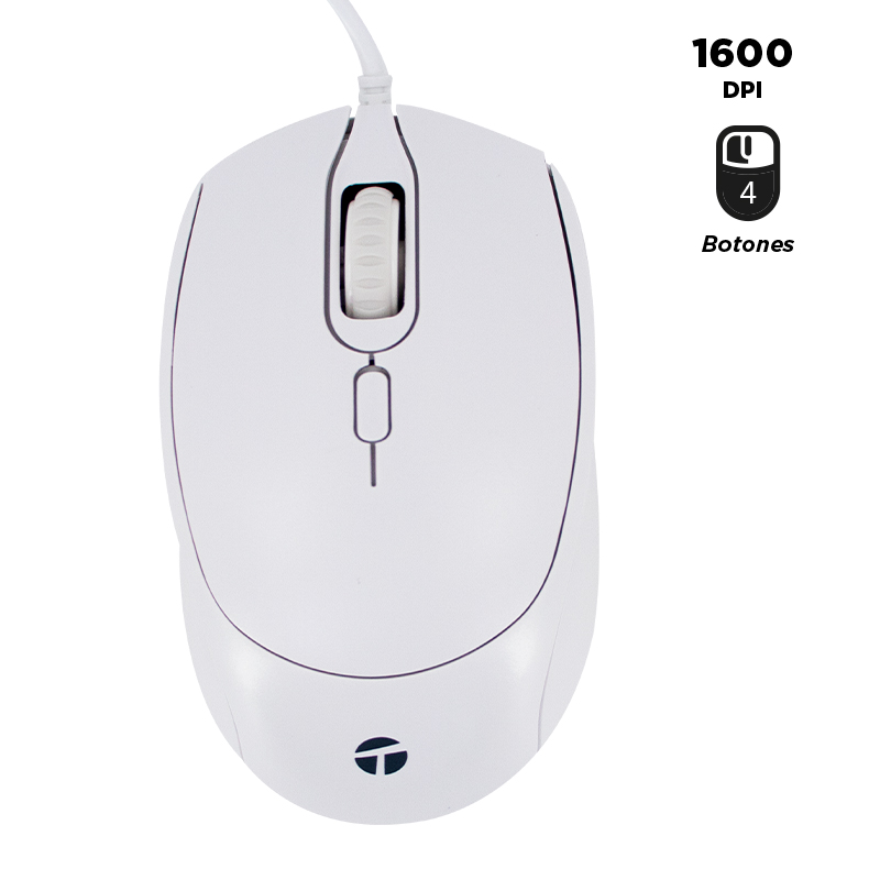 Mouse alámbrico TEROS TE-1225S, 1600 DPI, USB