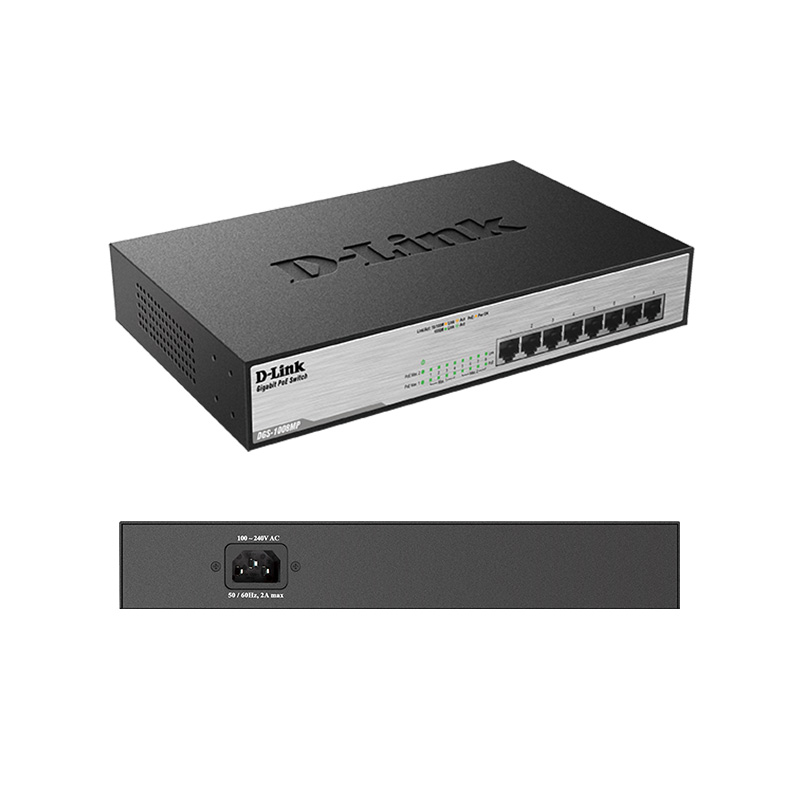 d-link - DGS-1008MP - Switches - Switch D-Link DGS-1008MP 8 Puertos Gigabit PoE